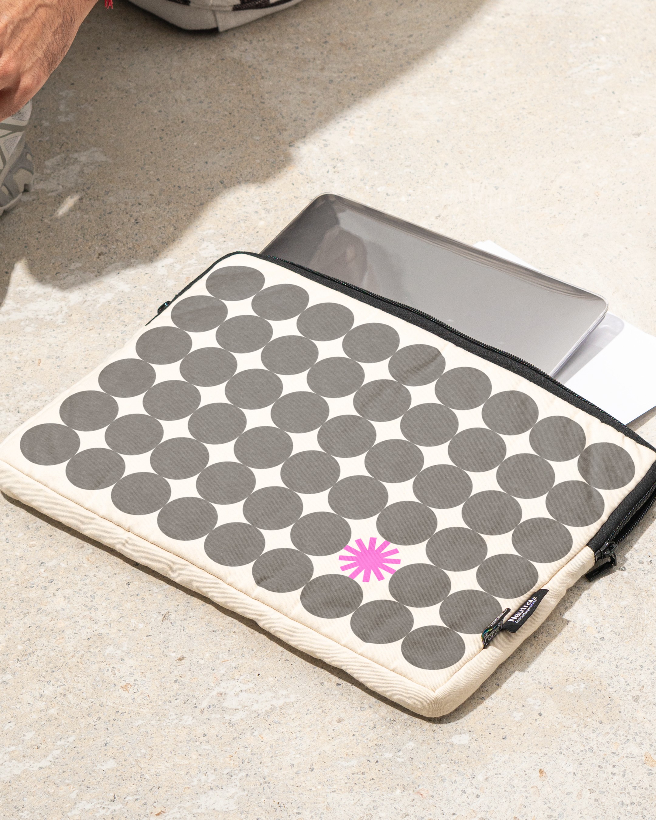 Graphic depicting a hexagonal cropped photo of an interior room design with grid lines along its borders.